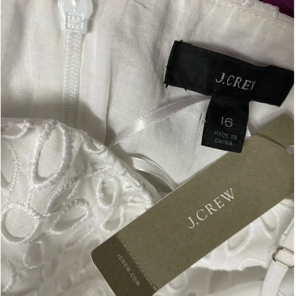 J Crew NWT White Eyelet Wide Leg Crop Jumpsuit Kasana Size 16